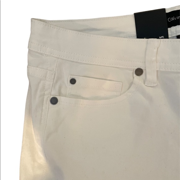 NWT Calvin Klein white crop straight leg cotton blend zipper closure pant size 8 - Picture 5 of 12